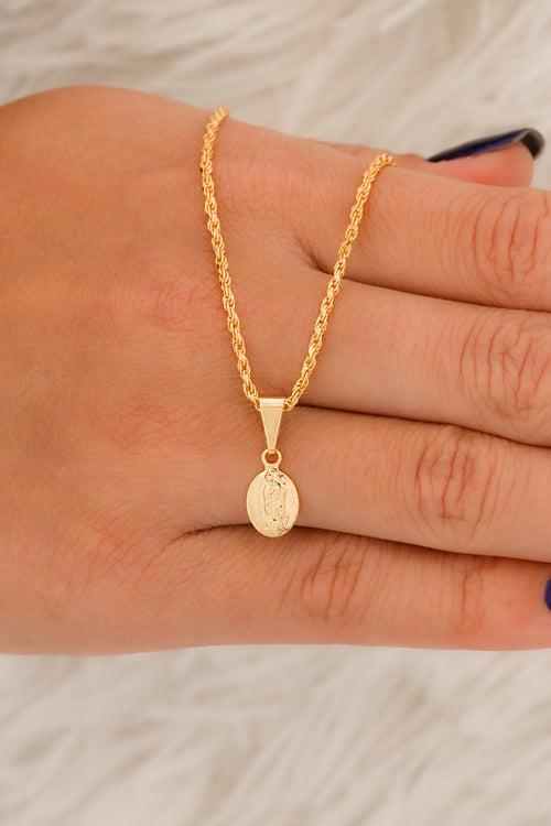 CADENA LAZO (2MM-45CM) + DIJE MINI GUADALUPE (MUJER)