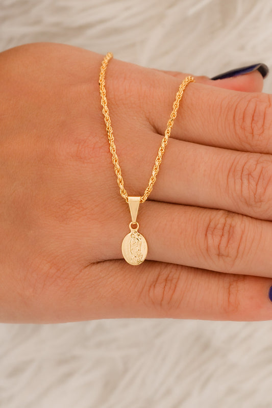 CADENA LAZO (2MM-45CM) + DIJE MINI GUADALUPE (MUJER)
