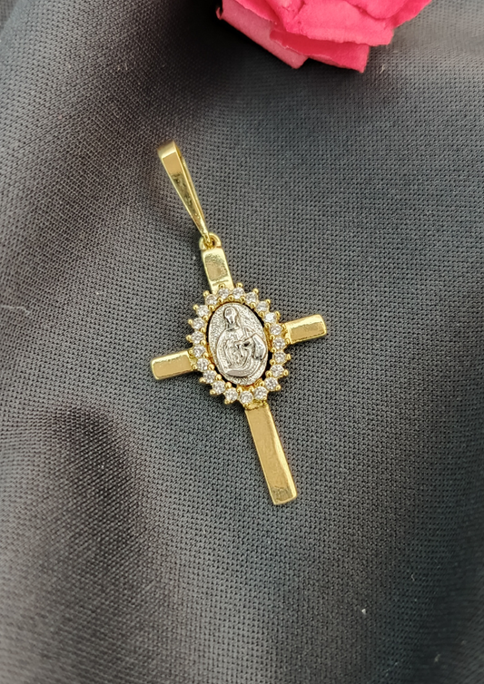 DIJE CRUZ CON VIRGEN