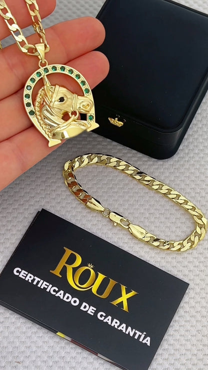 Cadena Cubana Gruesa 60cm + Dije Caballo + Pulsera GRATIS🎁