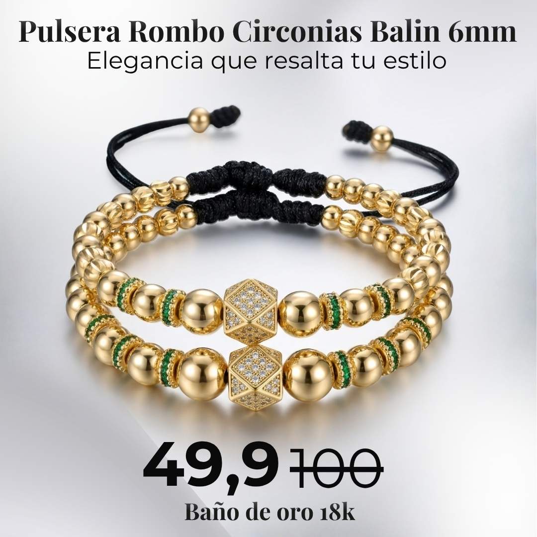 Pulsera Rombo Circonias Balin 6mm